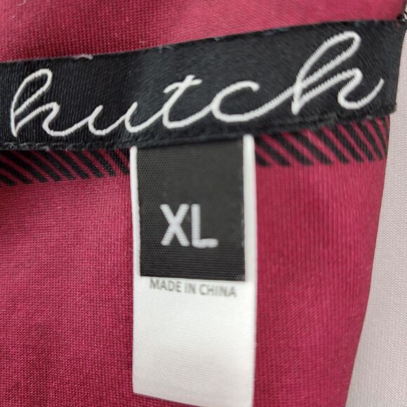 Anthropologie Hutch Shift Dress Size XL Red Black Windowpane Plaid Long Sleeve - Picture 8 of 11